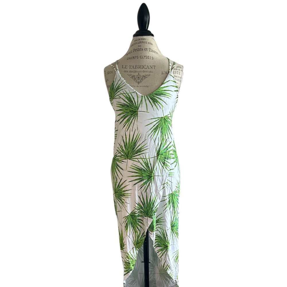 Ava sky fighting eel Green Palm Leaf Print Dress